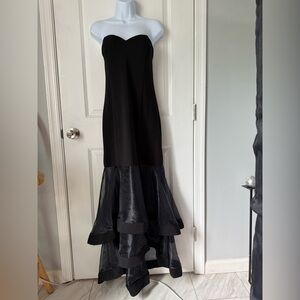 VENUS Black Ruffled Tiered Halter Gown